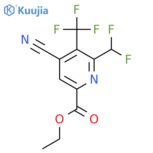 Ethyl 4-cyano-2-(difluoromethyl)-3-(trifluoromethyl)pyridine-6-carboxylate structure
