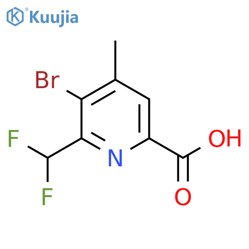 3-Bromo-2-(difluoromethyl)-4-methylpyridine-6-carboxylic acid structure