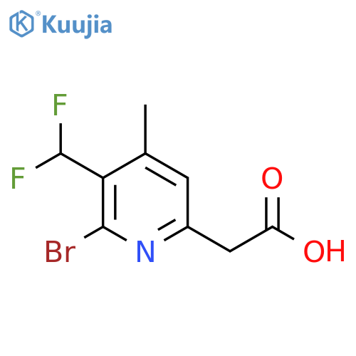 2-Bromo-3-(difluoromethyl)-4-methylpyridine-6-acetic acid structure
