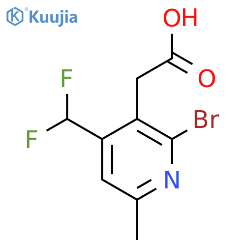 2-Bromo-4-(difluoromethyl)-6-methylpyridine-3-acetic acid structure