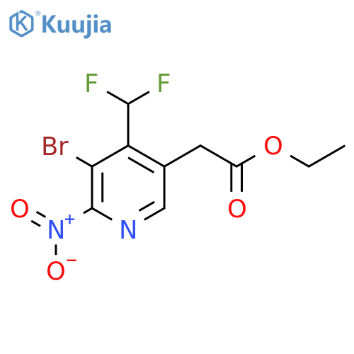 Ethyl 3-bromo-4-(difluoromethyl)-2-nitropyridine-5-acetate structure