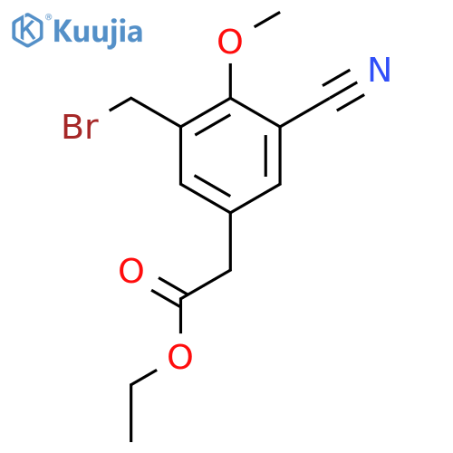 Ethyl 3-bromomethyl-5-cyano-4-methoxyphenylacetate structure