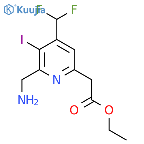 Ethyl 2-(aminomethyl)-4-(difluoromethyl)-3-iodopyridine-6-acetate structure