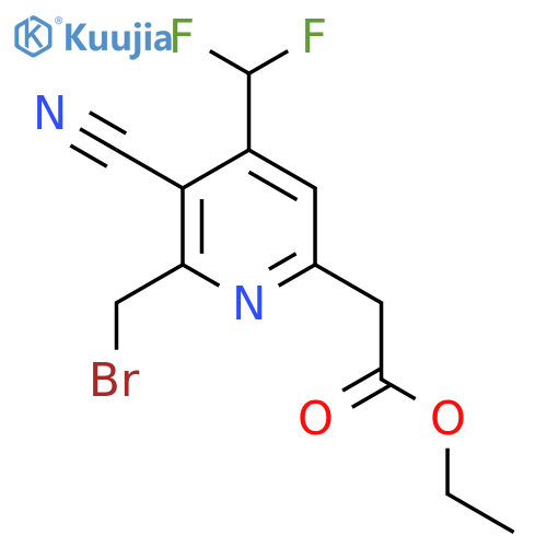 Ethyl 2-(bromomethyl)-3-cyano-4-(difluoromethyl)pyridine-6-acetate structure