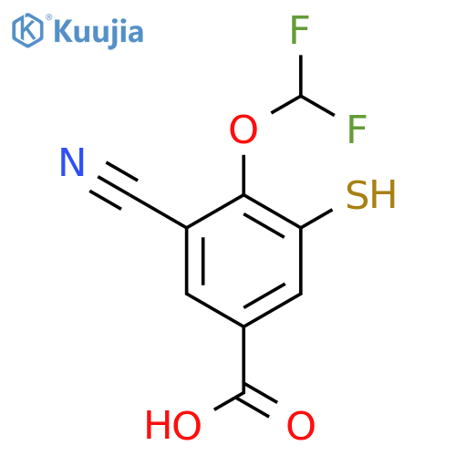 3-Cyano-4-difluoromethoxy-5-mercaptobenzoic acid structure