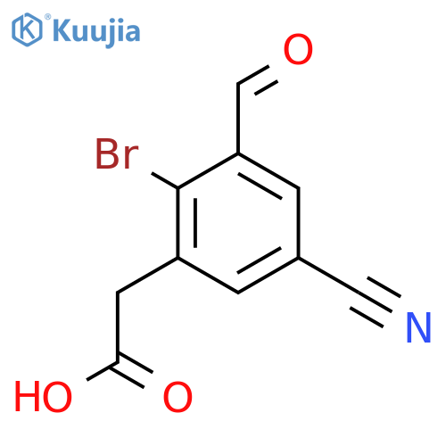 2-Bromo-5-cyano-3-formylphenylacetic acid structure