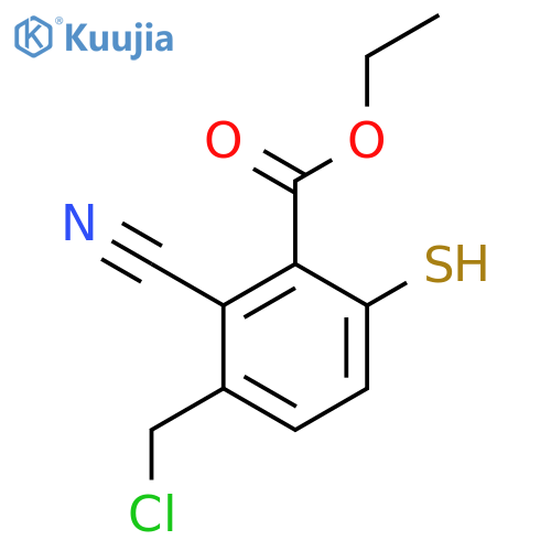 Ethyl 3-chloromethyl-2-cyano-6-mercaptobenzoate structure