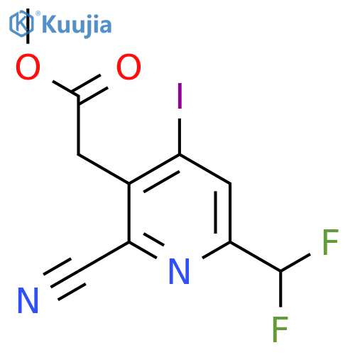 Methyl 2-cyano-6-(difluoromethyl)-4-iodopyridine-3-acetate structure
