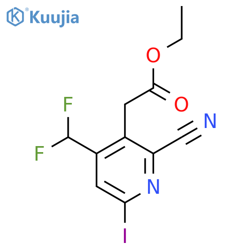 Ethyl 2-cyano-4-(difluoromethyl)-6-iodopyridine-3-acetate structure