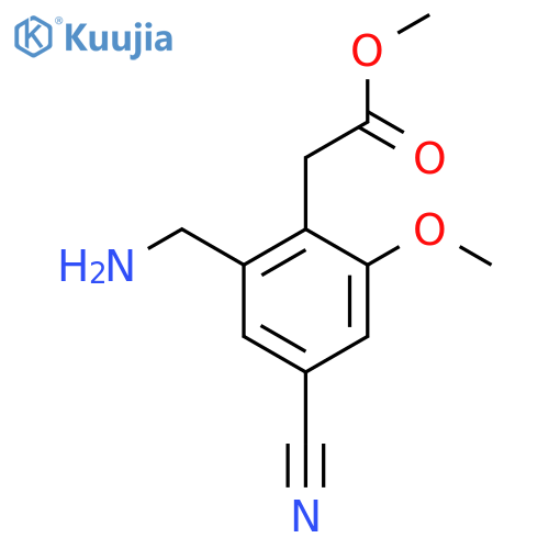 Methyl 2-aminomethyl-4-cyano-6-methoxyphenylacetate structure