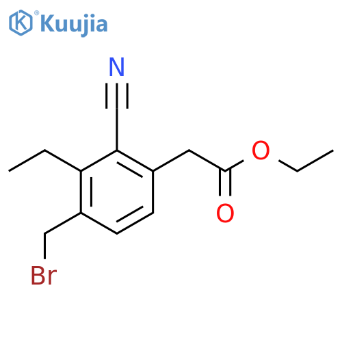 Ethyl 4-bromomethyl-2-cyano-3-ethylphenylacetate structure