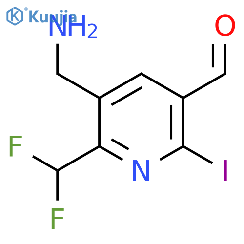 3-(Aminomethyl)-2-(difluoromethyl)-6-iodopyridine-5-carboxaldehyde structure