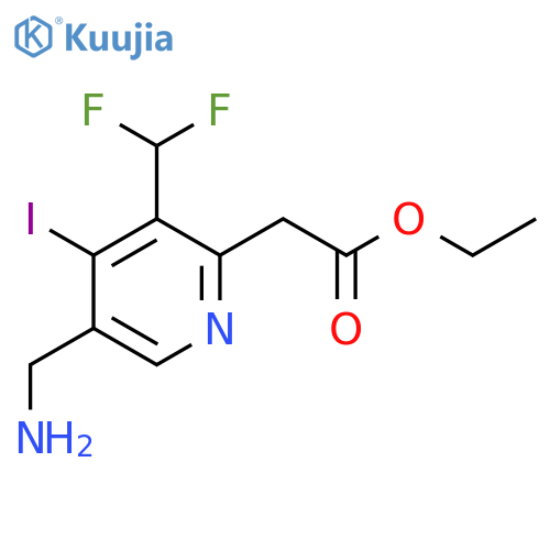 Ethyl 5-(aminomethyl)-3-(difluoromethyl)-4-iodopyridine-2-acetate structure