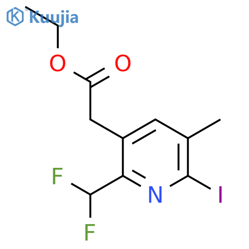 Ethyl 2-(difluoromethyl)-6-iodo-5-methylpyridine-3-acetate structure