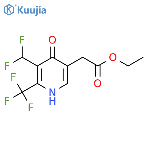 Ethyl 3-(difluoromethyl)-4-hydroxy-2-(trifluoromethyl)pyridine-5-acetate structure