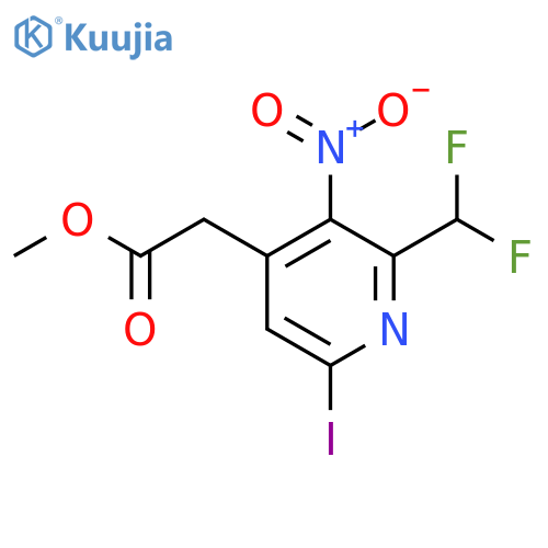 Methyl 2-(difluoromethyl)-6-iodo-3-nitropyridine-4-acetate structure