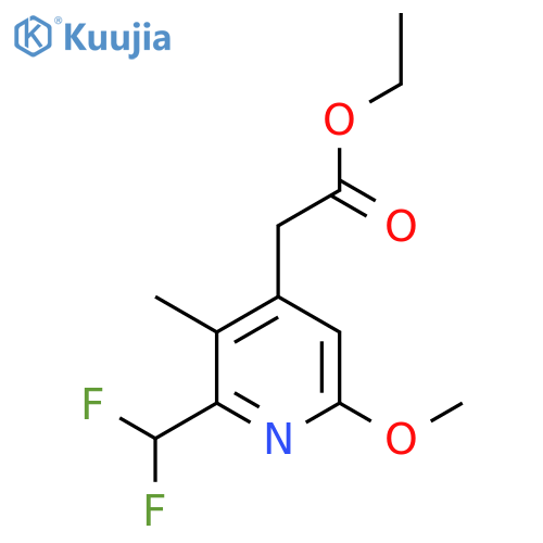 Ethyl 2-(difluoromethyl)-6-methoxy-3-methylpyridine-4-acetate structure