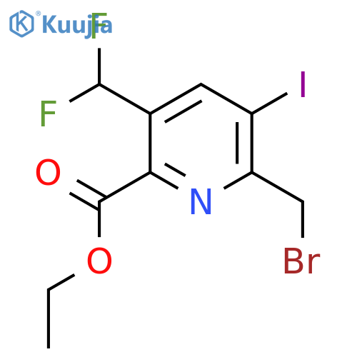 Ethyl 2-(bromomethyl)-5-(difluoromethyl)-3-iodopyridine-6-carboxylate structure