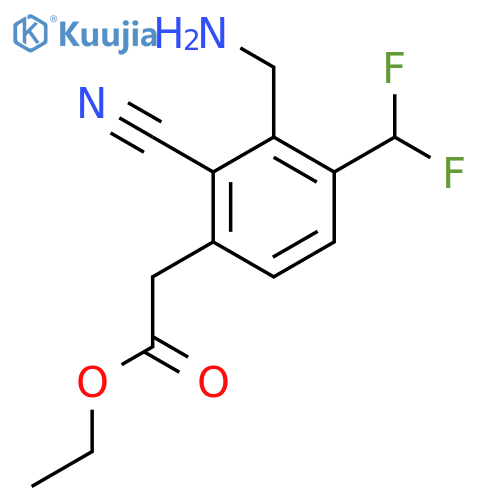 Ethyl 3-aminomethyl-2-cyano-4-(difluoromethyl)phenylacetate structure