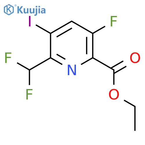 Ethyl 2-(difluoromethyl)-5-fluoro-3-iodopyridine-6-carboxylate structure