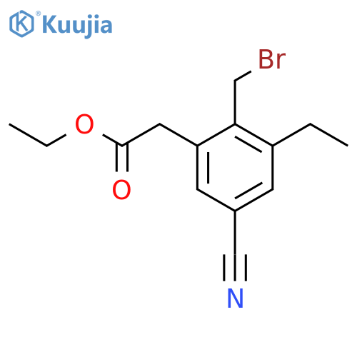 Ethyl 2-bromomethyl-5-cyano-3-ethylphenylacetate structure