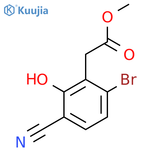 Methyl 6-bromo-3-cyano-2-hydroxyphenylacetate structure