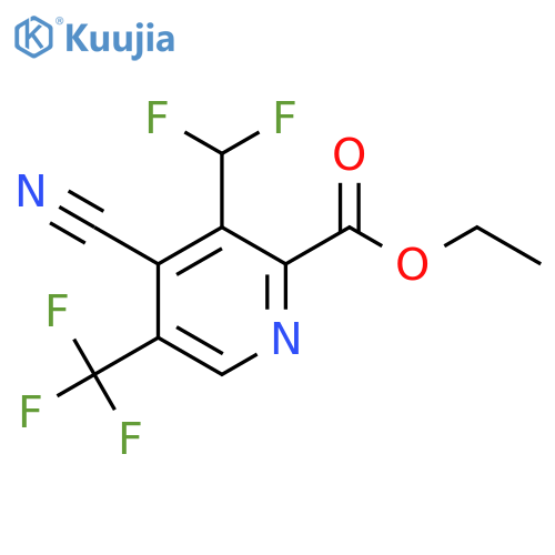 Ethyl 4-cyano-3-(difluoromethyl)-5-(trifluoromethyl)pyridine-2-carboxylate structure