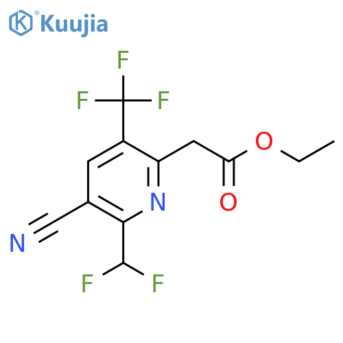 Ethyl 3-cyano-2-(difluoromethyl)-5-(trifluoromethyl)pyridine-6-acetate structure
