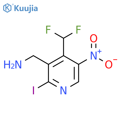 3-(Aminomethyl)-4-(difluoromethyl)-2-iodo-5-nitropyridine structure