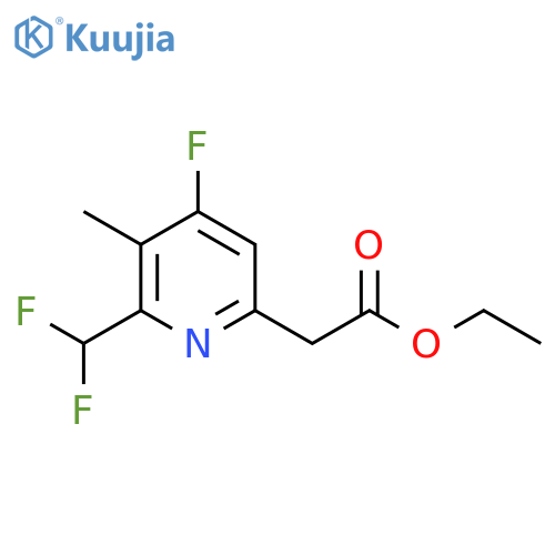 Ethyl 2-(difluoromethyl)-4-fluoro-3-methylpyridine-6-acetate structure