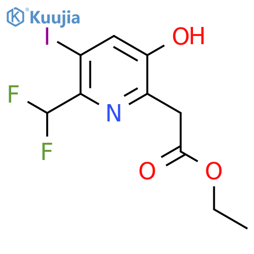 Ethyl 2-(difluoromethyl)-5-hydroxy-3-iodopyridine-6-acetate structure