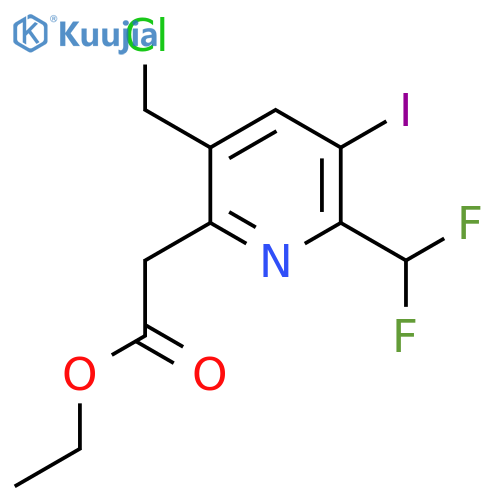 Ethyl 5-(chloromethyl)-2-(difluoromethyl)-3-iodopyridine-6-acetate structure