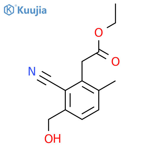 Ethyl 2-cyano-3-hydroxymethyl-6-methylphenylacetate structure