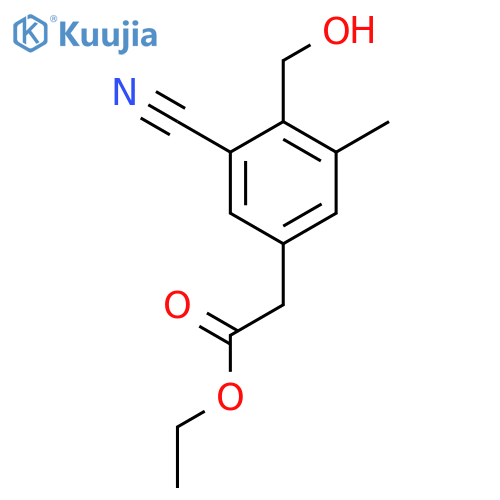 Ethyl 3-cyano-4-hydroxymethyl-5-methylphenylacetate structure