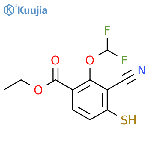 Ethyl 3-cyano-2-difluoromethoxy-4-mercaptobenzoate structure