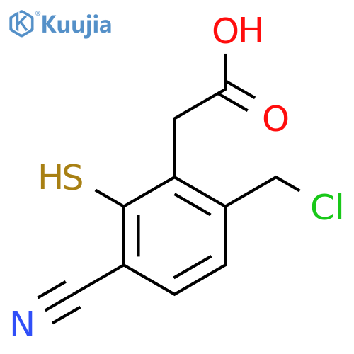 6-Chloromethyl-3-cyano-2-mercaptophenylacetic acid structure