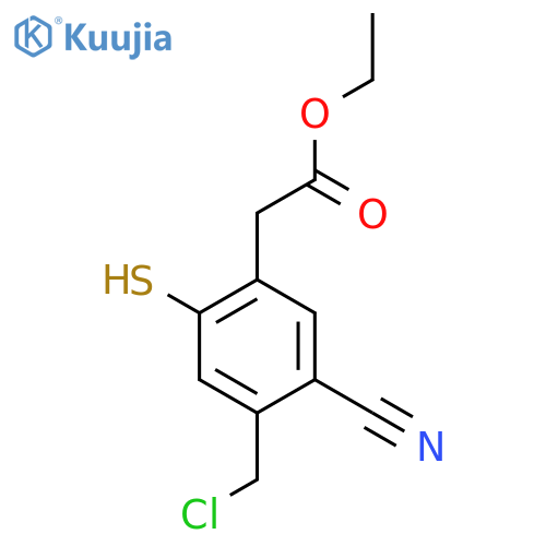 Ethyl 4-chloromethyl-5-cyano-2-mercaptophenylacetate structure