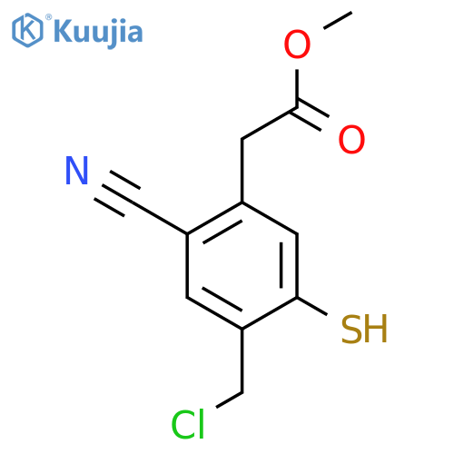 Methyl 4-chloromethyl-2-cyano-5-mercaptophenylacetate structure