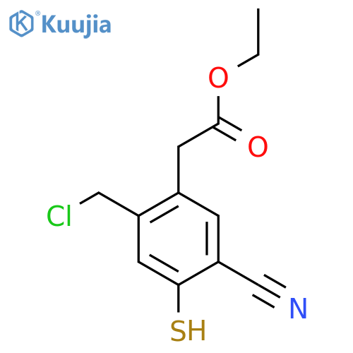 Ethyl 2-chloromethyl-5-cyano-4-mercaptophenylacetate structure
