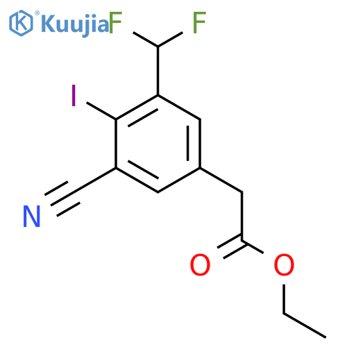 Ethyl 3-cyano-5-difluoromethyl-4-iodophenylacetate structure