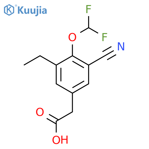 3-Cyano-4-difluoromethoxy-5-ethylphenylacetic acid structure