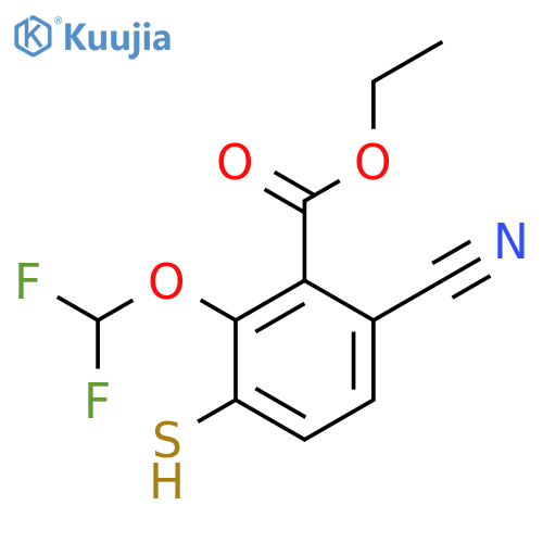 Ethyl 6-cyano-2-difluoromethoxy-3-mercaptobenzoate structure