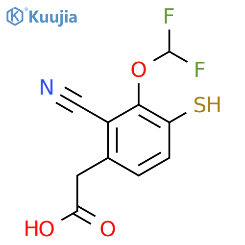 2-Cyano-3-difluoromethoxy-4-mercaptophenylacetic acid structure