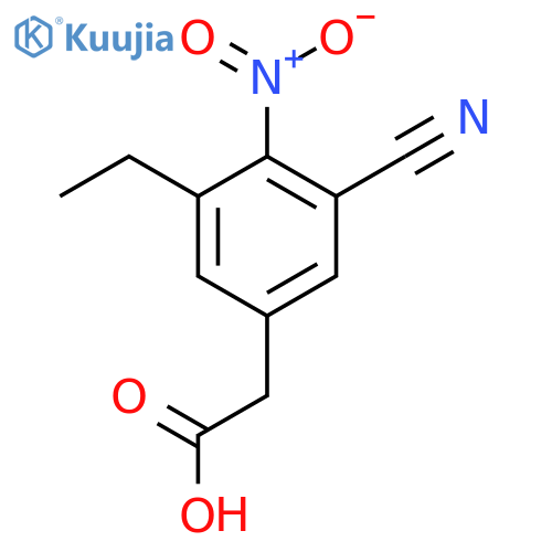 3-Cyano-5-ethyl-4-nitrophenylacetic acid structure