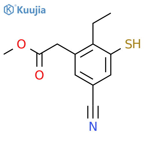Methyl 5-cyano-2-ethyl-3-mercaptophenylacetate structure