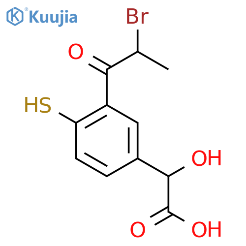 3-(2-Bromopropanoyl)-4-mercaptomandelic acid structure