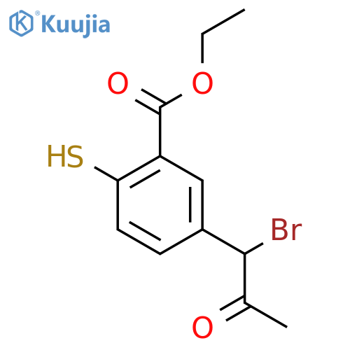 Ethyl 5-(1-bromo-2-oxopropyl)-2-mercaptobenzoate structure