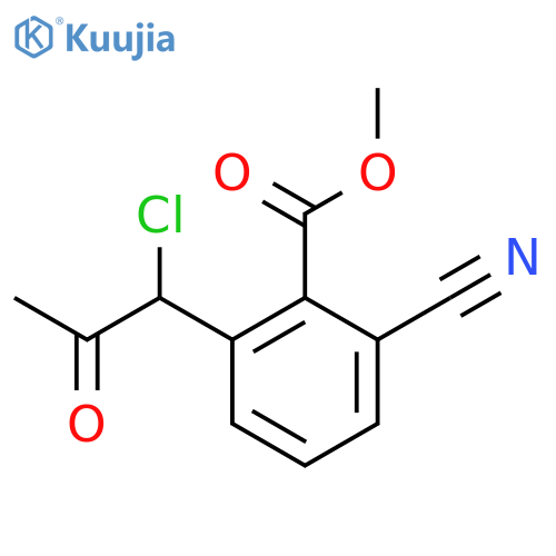 Methyl 2-(1-chloro-2-oxopropyl)-6-cyanobenzoate structure