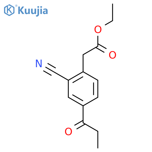 Ethyl 2-cyano-4-propionylphenylacetate structure