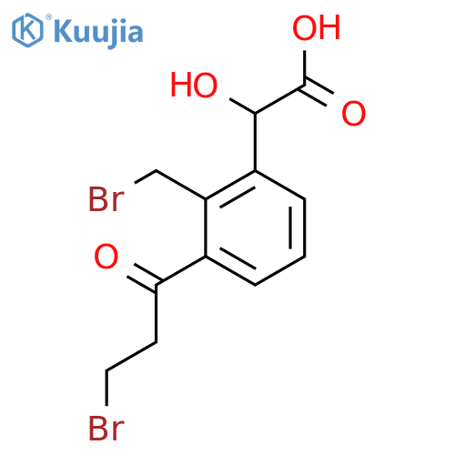2-(Bromomethyl)-3-(3-bromopropanoyl)mandelic acid structure